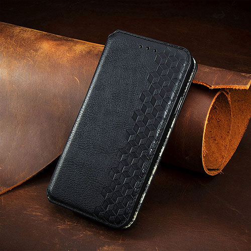 Leather Case Stands Flip Cover Holder S09D for Google Pixel 4a 5G Black