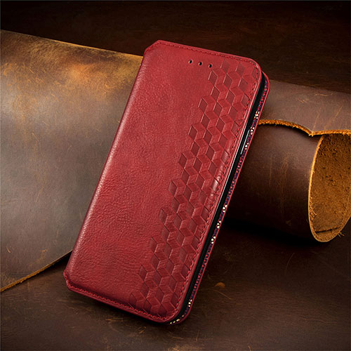 Leather Case Stands Flip Cover Holder S09D for Google Pixel 5 Red