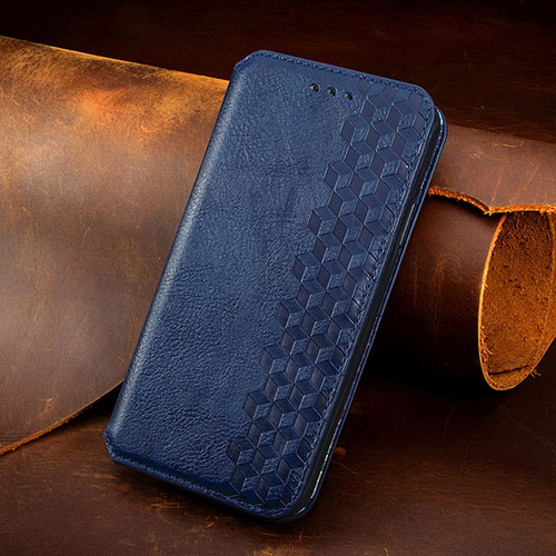 Leather Case Stands Flip Cover Holder S10D for Google Pixel 4a Blue