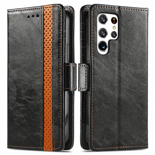 Leather Case Stands Flip Cover Holder S10D for Samsung Galaxy S21 Ultra 5G Black