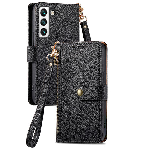 Leather Case Stands Flip Cover Holder S15D for Samsung Galaxy S22 5G Black