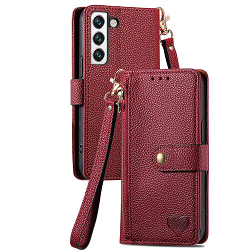 Leather Case Stands Flip Cover Holder S16D for Samsung Galaxy S22 5G Red