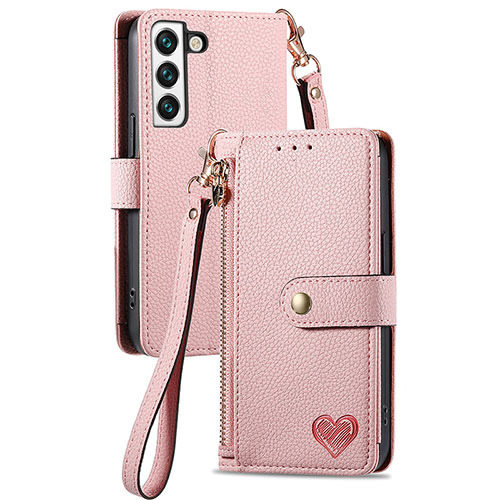 Leather Case Stands Flip Cover Holder S16D for Samsung Galaxy S22 Plus 5G Pink