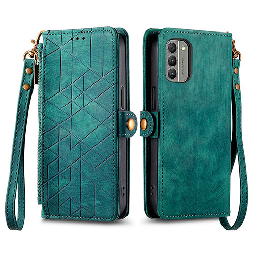 Leather Case Stands Flip Cover Holder S17D for Nokia G400 5G Green