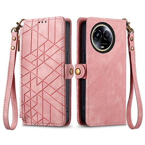 Leather Case Stands Flip Cover Holder S17D for Realme 11 5G Pink