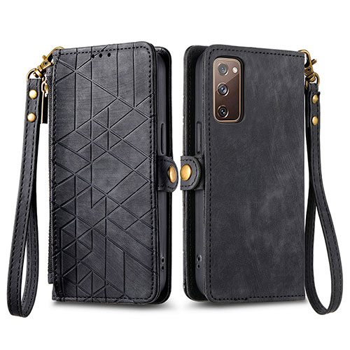 Leather Case Stands Flip Cover Holder S18D for Samsung Galaxy S20 FE (2022) 5G Black