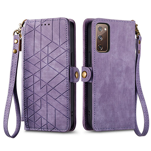 Leather Case Stands Flip Cover Holder S18D for Samsung Galaxy S20 FE 5G Purple