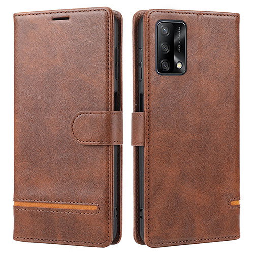 Leather Case Stands Flip Cover Holder SY1 for Oppo Reno6 Lite Brown