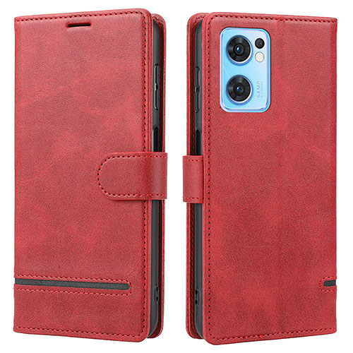 Leather Case Stands Flip Cover Holder SY1 for Oppo Reno7 SE 5G Red
