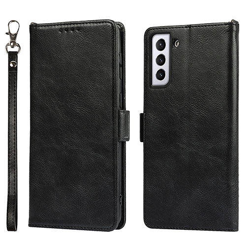 Leather Case Stands Flip Cover Holder T04D for Samsung Galaxy S21 5G Black