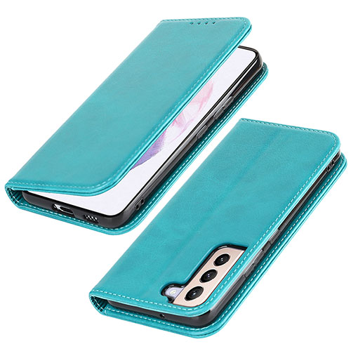 Leather Case Stands Flip Cover Holder T06D for Samsung Galaxy S21 FE 5G Sky Blue