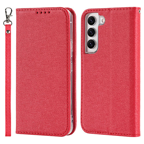 Leather Case Stands Flip Cover Holder T08D for Samsung Galaxy S21 5G Red