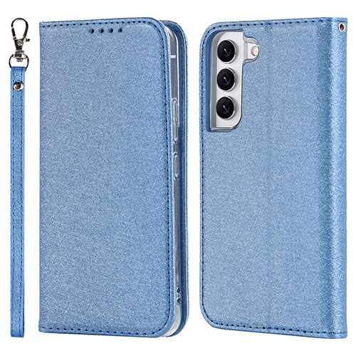 Leather Case Stands Flip Cover Holder T08D for Samsung Galaxy S21 Plus 5G Blue