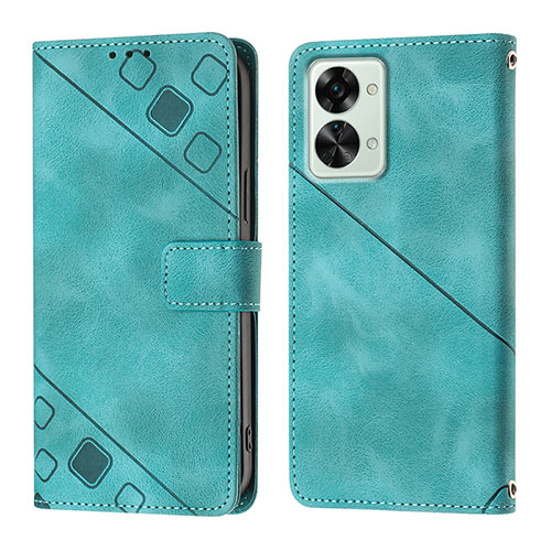 Leather Case Stands Flip Cover Holder Y01B for OnePlus Nord 2T 5G Green