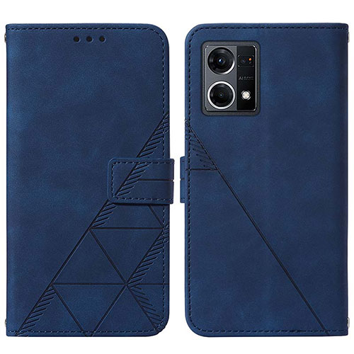 Leather Case Stands Flip Cover Holder Y01B for Oppo F21s Pro 4G Blue