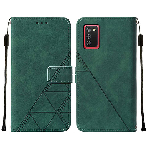 Leather Case Stands Flip Cover Holder Y01B for Samsung Galaxy A02s Green