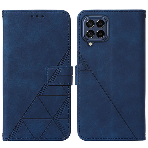 Leather Case Stands Flip Cover Holder Y01B for Samsung Galaxy M53 5G Blue