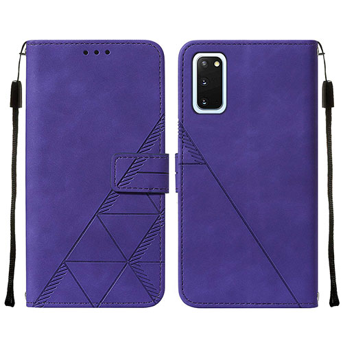 Leather Case Stands Flip Cover Holder Y01B for Samsung Galaxy S20 5G Purple