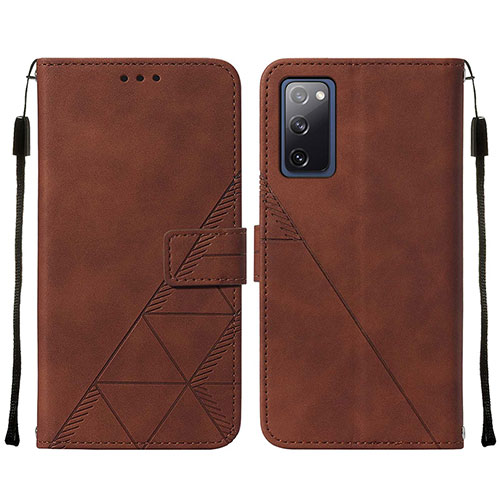 Leather Case Stands Flip Cover Holder Y01B for Samsung Galaxy S20 Lite 5G Brown