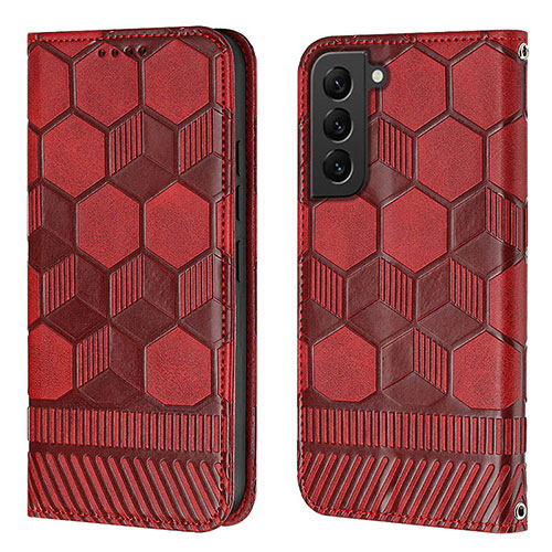 Leather Case Stands Flip Cover Holder Y01B for Samsung Galaxy S21 Plus 5G Red