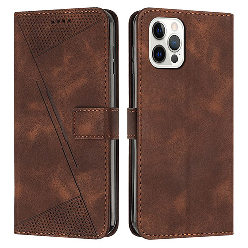 Leather Case Stands Flip Cover Holder Y01X for Apple iPhone 14 Pro Brown