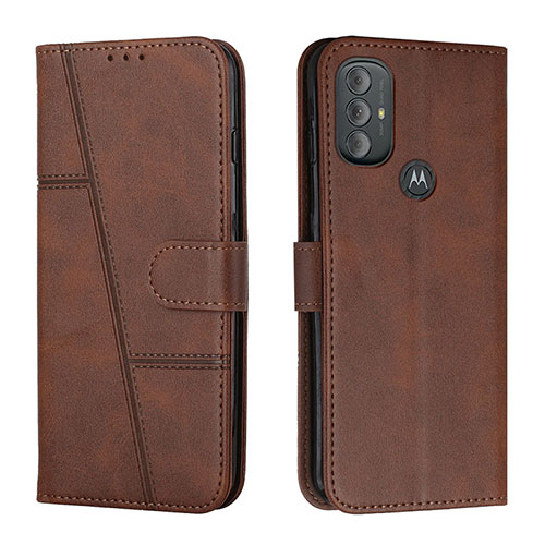 Leather Case Stands Flip Cover Holder Y01X for Motorola Moto G Power (2022) Brown