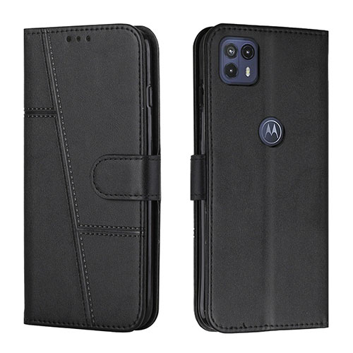 Leather Case Stands Flip Cover Holder Y01X for Motorola Moto G50 5G Black