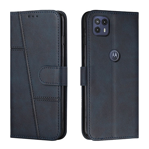 Leather Case Stands Flip Cover Holder Y01X for Motorola Moto G50 5G Blue