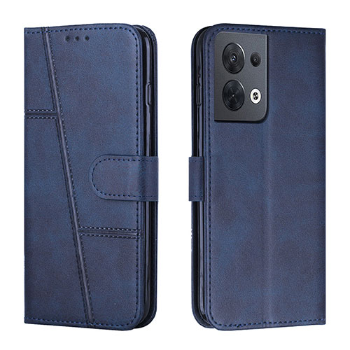 Leather Case Stands Flip Cover Holder Y01X for Oppo Reno8 5G Blue
