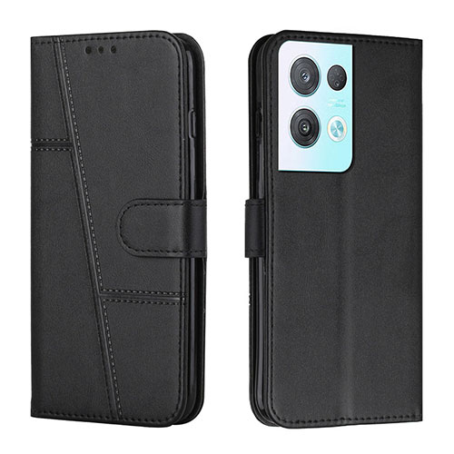 Leather Case Stands Flip Cover Holder Y01X for Oppo Reno8 Pro 5G Black