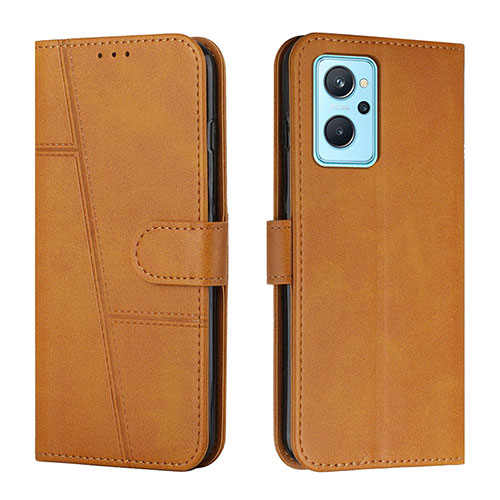 Leather Case Stands Flip Cover Holder Y01X for Realme 9i 4G Light Brown