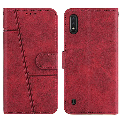 Leather Case Stands Flip Cover Holder Y01X for Samsung Galaxy A01 SM-A015 Red