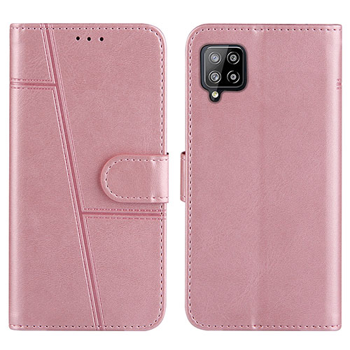 Leather Case Stands Flip Cover Holder Y01X for Samsung Galaxy A42 5G Rose Gold