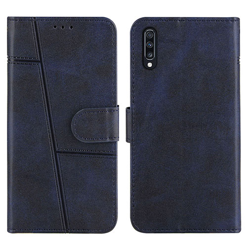 Leather Case Stands Flip Cover Holder Y01X for Samsung Galaxy A50S Blue
