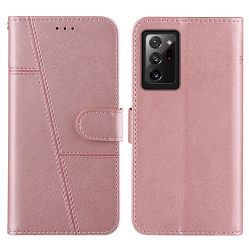 Leather Case Stands Flip Cover Holder Y01X for Samsung Galaxy Note 20 Ultra 5G Rose Gold
