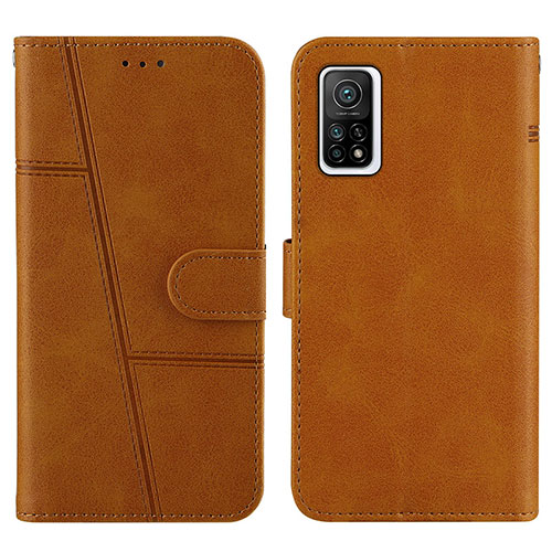 Leather Case Stands Flip Cover Holder Y01X for Xiaomi Mi 10T 5G Light Brown