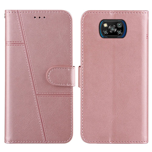 Leather Case Stands Flip Cover Holder Y01X for Xiaomi Poco X3 Pro Rose Gold
