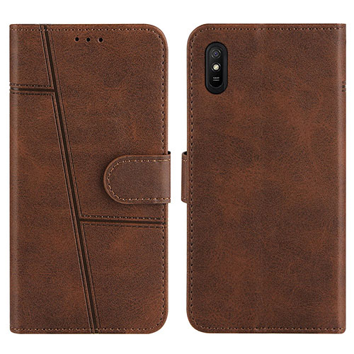 Leather Case Stands Flip Cover Holder Y01X for Xiaomi Redmi 9AT Brown