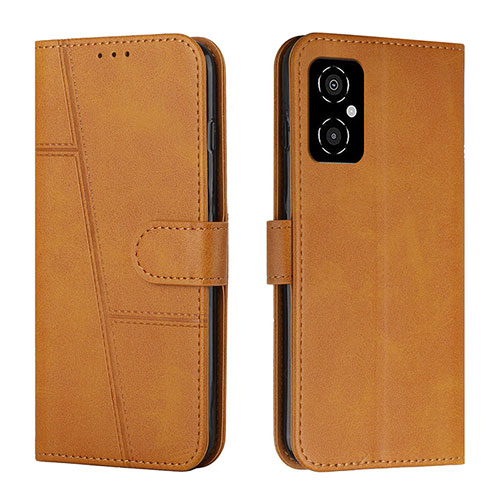 Leather Case Stands Flip Cover Holder Y01X for Xiaomi Redmi Note 11R 5G Light Brown