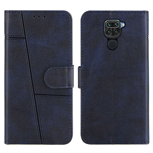 Leather Case Stands Flip Cover Holder Y01X for Xiaomi Redmi Note 9 Blue