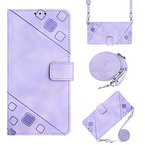 Leather Case Stands Flip Cover Holder Y02B for Motorola Moto E32s Purple