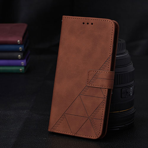Leather Case Stands Flip Cover Holder Y02B for Samsung Galaxy A42 5G Brown