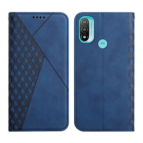 Leather Case Stands Flip Cover Holder Y02X for Motorola Moto E30 Blue