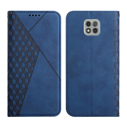 Leather Case Stands Flip Cover Holder Y02X for Motorola Moto G Power (2021) Blue