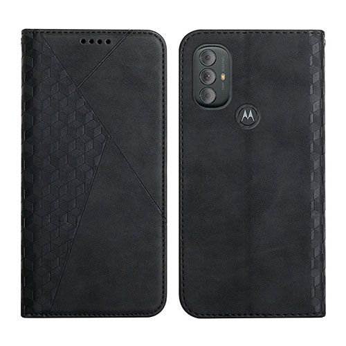 Leather Case Stands Flip Cover Holder Y02X for Motorola Moto G Power (2022) Black