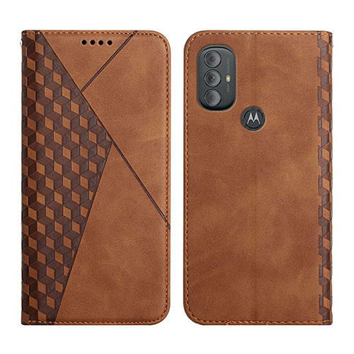 Leather Case Stands Flip Cover Holder Y02X for Motorola Moto G Power (2022) Brown