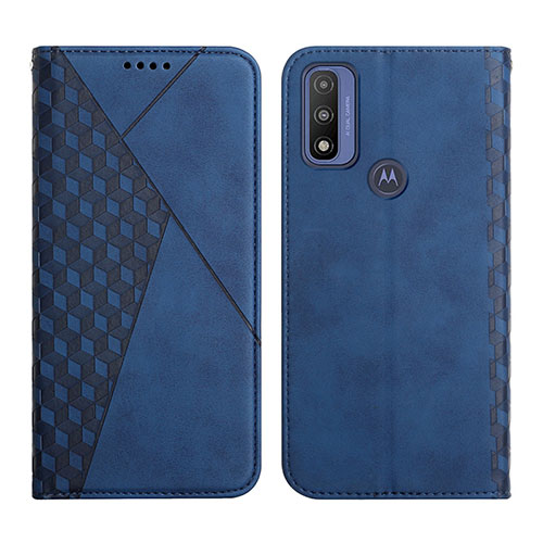 Leather Case Stands Flip Cover Holder Y02X for Motorola Moto G Pure Blue