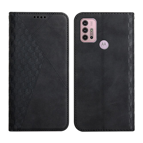 Leather Case Stands Flip Cover Holder Y02X for Motorola Moto G20 Black