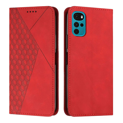 Leather Case Stands Flip Cover Holder Y02X for Motorola Moto G22 Red