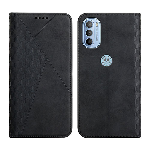 Leather Case Stands Flip Cover Holder Y02X for Motorola Moto G31 Black